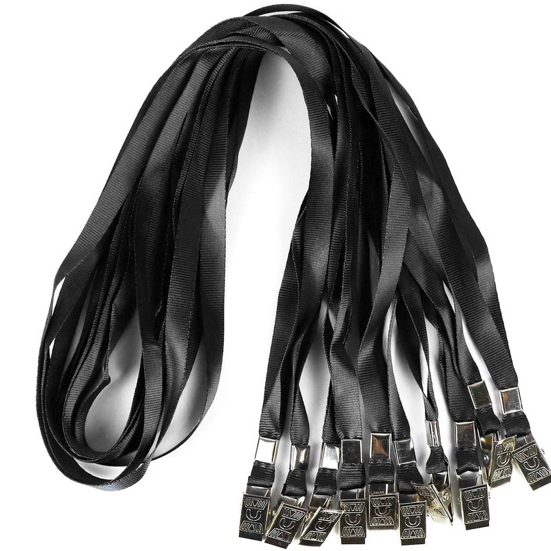 Ollain Lanyards for Id Badges Nylon Neck Flat Cruise Lanyard Bulldog Clips Durably Lanyards for Men Women Office ID Name Tags and Badge Holders (Black, 100 Pack) - Image 1